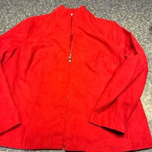Dressbarn suede-like red long sleeve jacket- 18w. Full front zipper&side pockets